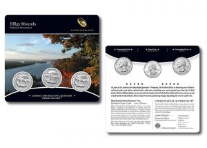 Effigy Mounds Quarters for Iowa in Three-Coin Set