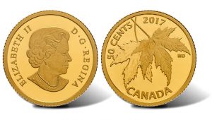 Canadian 2017 50c Gold Coin Features Silver Maple Leaf Designs
