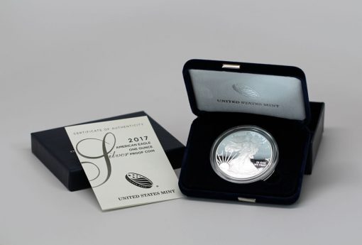 2017-W Proof American Silver Eagle, coin, case and cert