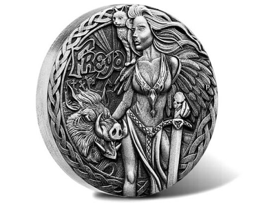 Norse Goddesses 2017 Freya 2oz Silver Antiqued High Relief Coin