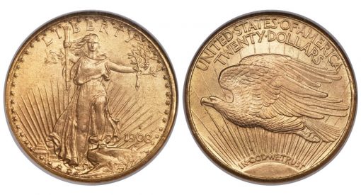 1908-S $20 Saint-Gaudens Double Eagle MS66 NGC