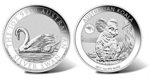 2017 Silver Swan Bullion Coin, Koala Bullion Coin with Kangaroo Privy