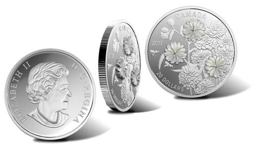Canadian 2017 $20 Pearl Flowers 1 oz. Silver Coin