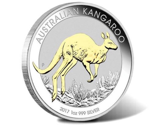 Australian Kangaroo 2017 1oz Silver Gilded Coin