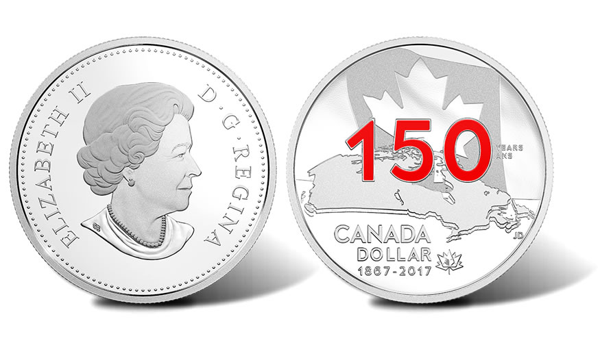 2017 Canada Limited Edition Proof 99.99% PURE SILVER DOLLAR Coin " Canada 150 " 