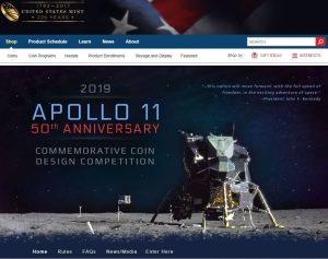 US Mint webpage for Apoll11 coin design competition