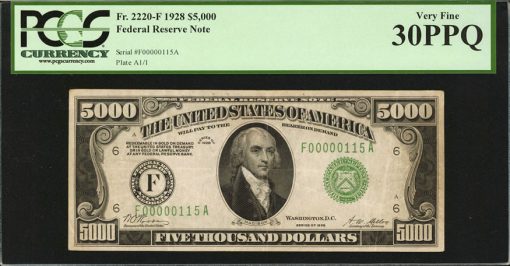 1928 $5000 Federal Reserve Note