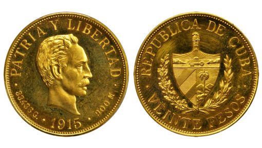 CUBA. 20 Pesos, 1915. Philadelphia Mint