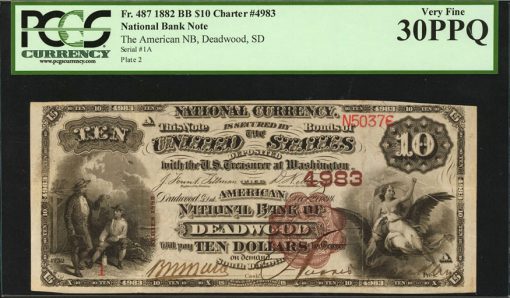 Deadwood, South Dakota. $10 1882 Brown Back