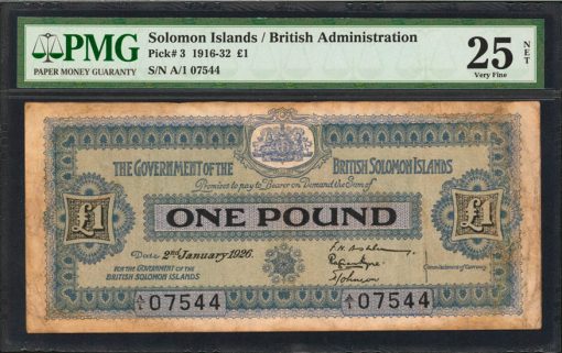 Government of the British Solomon Islands. 1 Pound