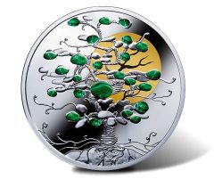 2017 Tree of Luck 1 oz Silver Coin Embellished with Natural Malachite