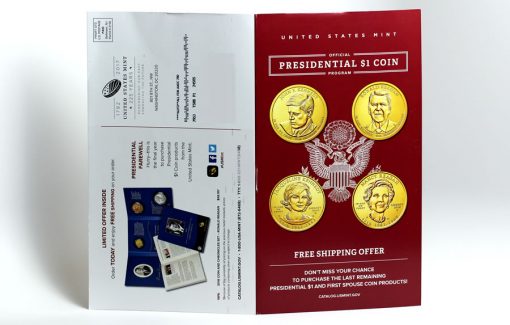 Back and Cover of Presidential $1 Coin brochure