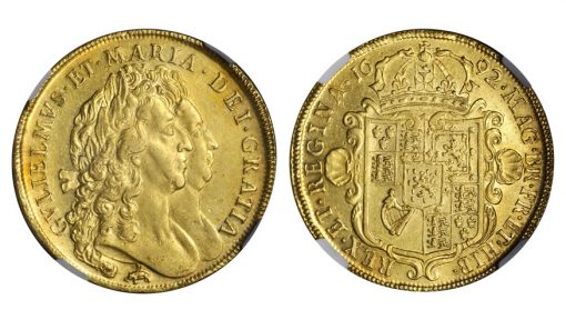 GREAT BRITAIN. 5 Guineas, 1692