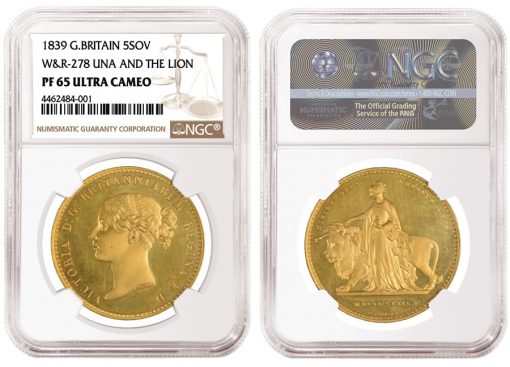 British 1839 'Una and the Lion' Gold Coin