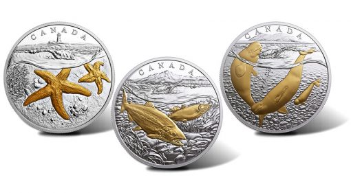 Canadian 2017 $20 From Sea To Sea To Sea Silver Gold-Plated Coins