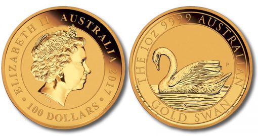 2017 $100 Australian 1oz Gold Swan Coin - Obverse and Reverse