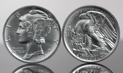 2017 $25 American Palladium Eagle Bullion Coins - Obverse and Reverse