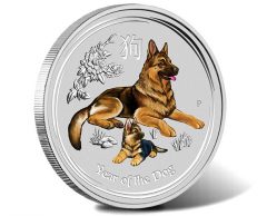 2018 Year of the Dog 1oz Silver Coloured Coin