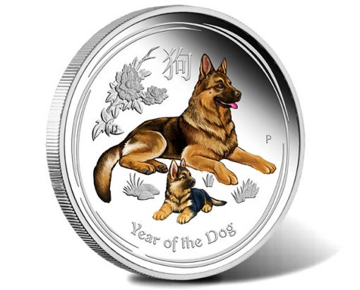 2018 Year of the Dog 1oz Silver Proof Coloured Coin
