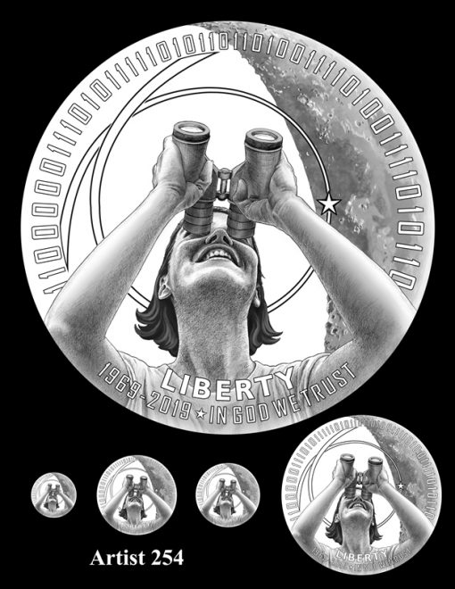 Artist 254 - Obverse Apollo 11 Commemorative Coin Design