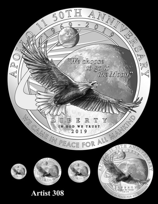 Artist 308 - Obverse Apollo 11 Commemorative Coin Design