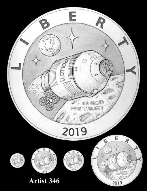 Artist 346 - Obverse Apollo 11 Commemorative Coin Design