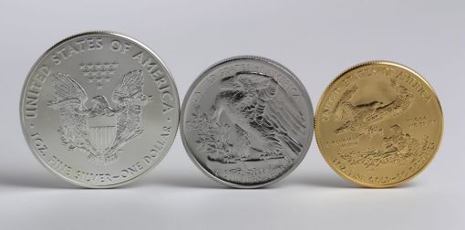 Obverses of American Ealge Silver, Palladium and Gold Bullion Coins