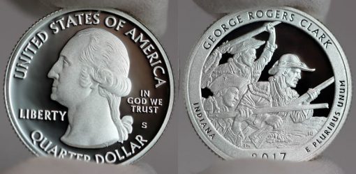 2017-S Silver Proof George Rogers Clark Quarter - Obverse and Reverse