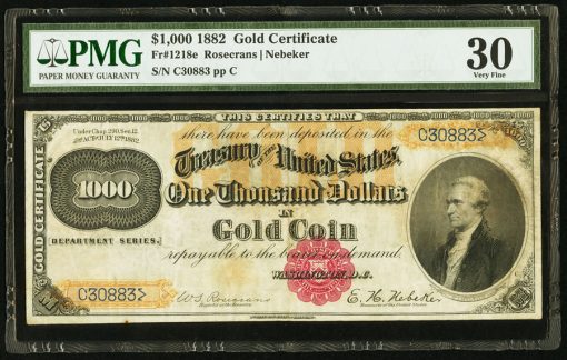 Fr. 1218e $1,000 1882 Gold Certificate