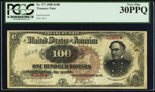 Fr. 377 $100 1890 Treasury Note PCGS Very Fine 30PPQ