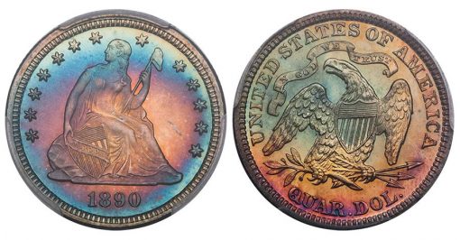 Lot 26. 25C 1890 PR68 CAC from the Bubbabells Collection