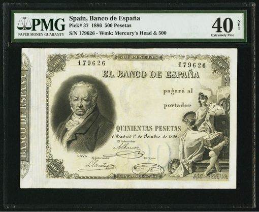 Spain Banco de Espana 500 Pesetas 1.10.1886 Pick 37