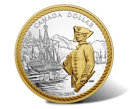 240th Anniversary of Captain Cook at Nootka Sound 2018 Gold Plated Silver Dollar