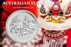 2018 Australian Lunar Dog Coin with Lion Privy Mark