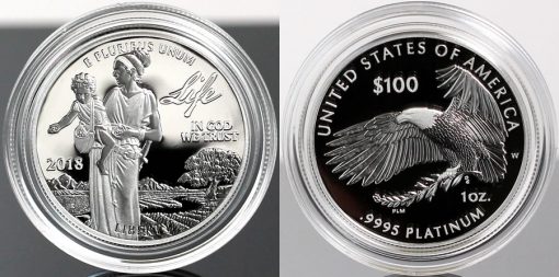Photo of 2018-W Proof American Platinum Eagle - Obverse and Reverse