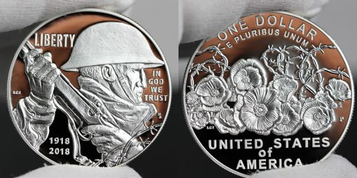 Photo of 2018-P Proof World War I Centennial Silver Dollar - Obverse and Reverse