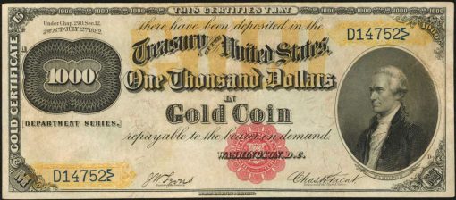 1882 $1000 Gold Certificate