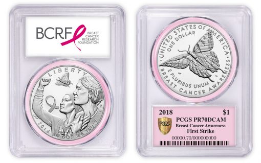 PCGS-graded 2018 Breast Cancer Silver Dollar