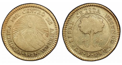 1835 Central America Republic 2 Escudos