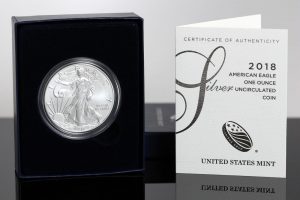 Photo of 2018-W Uncirculated American Silver Eagle, Case and Cert