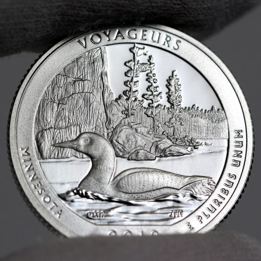 Photo of Silver 2018-S Proof Voyageurs National Park Quarter - Reverse