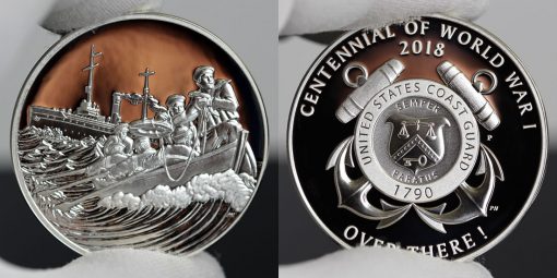 Photo of World War I Centennial 2018 Coast Guard Silver Medal - Obverse and Reverse