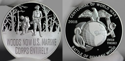 Photo of World War I Centennial 2018 Marine Corps Silver Medal - Obverse and Reverse