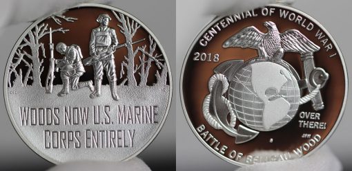 Photo of World War I Centennial 2018 Marine Corps Silver Medal - Obverse and Reverse-a