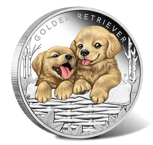 2018 50C Puppies - Golden Retriever 1-2oz Silver Proof Coin - Reverse
