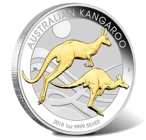 2018 Australian Kangaroo 1oz Silver Gilded Edition