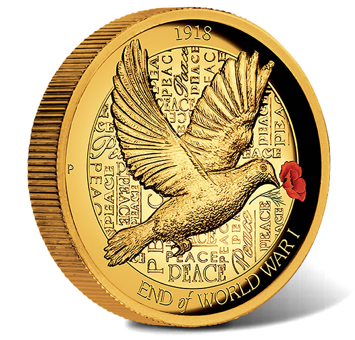 End of WWI Piedfort Dove 2 Oz Silver Coin 2018 Australia 