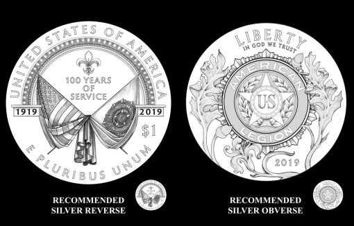2019 American Legion 100th Anniversary Silver Dollar Designs - Obverse and Reverse