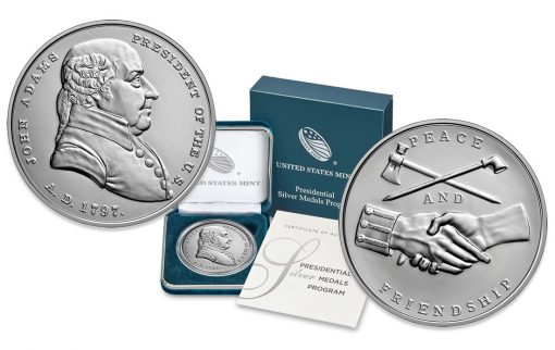 US Mint Product Images for John Adams Presidential Silver Medal