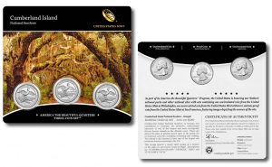 2018 Cumberland Island National Seashore Quarter Three-Coin Set (front and back)